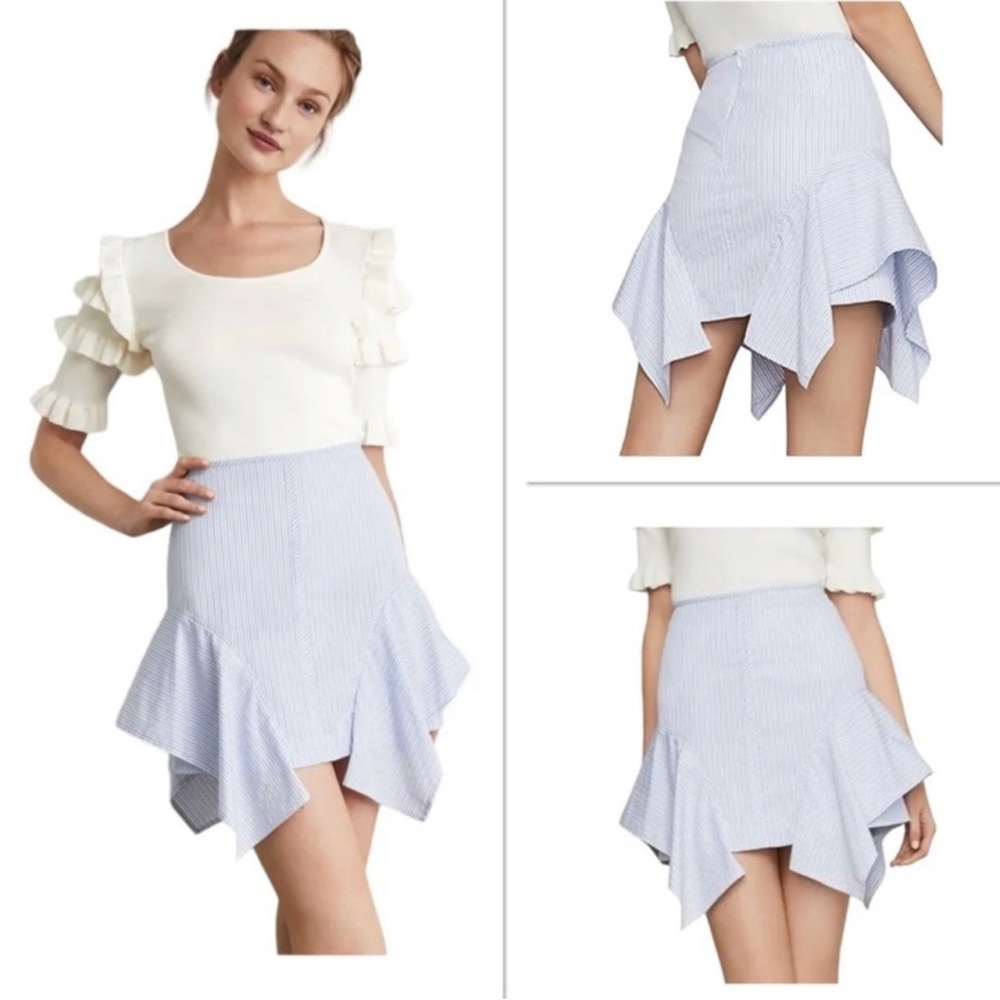 BCBGMaxAzria Blue Asymmetrical Skater Skirt